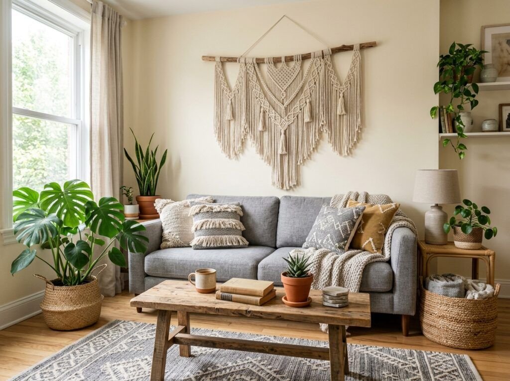 Beautiful Gray Boho Living