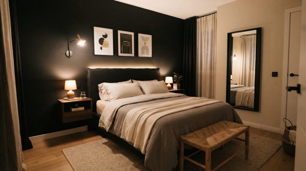 Black Feature Wall Bedroom