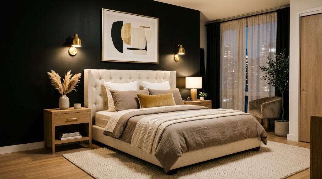 Black Feature Wall Bedroom