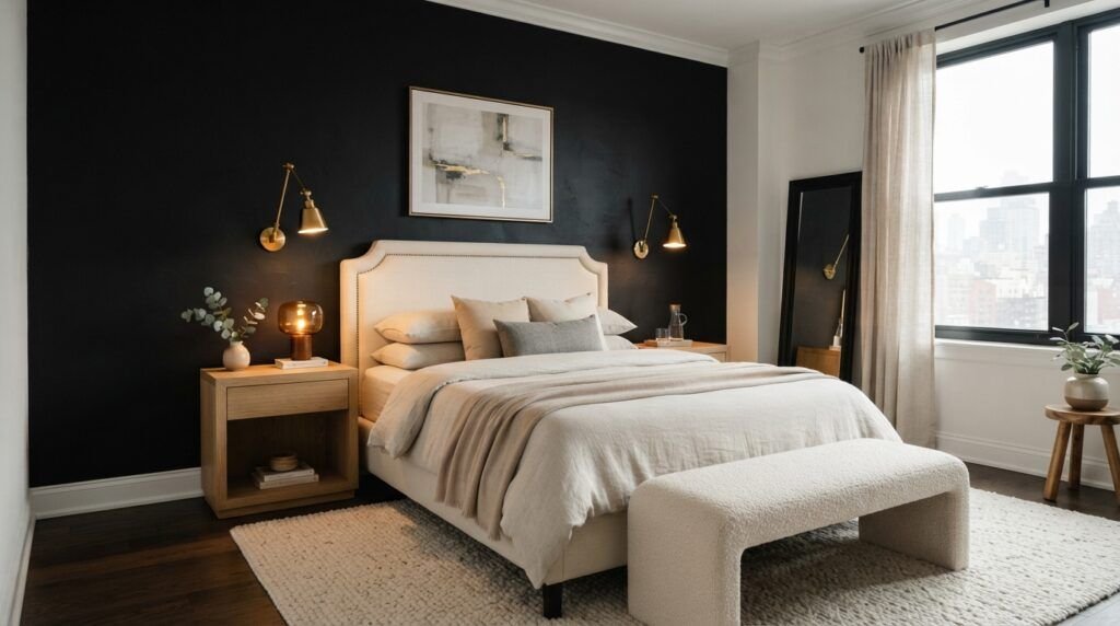 Black Feature Wall Bedroom