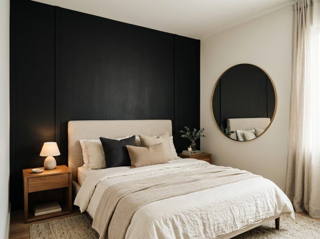 Black Feature Wall Bedroom