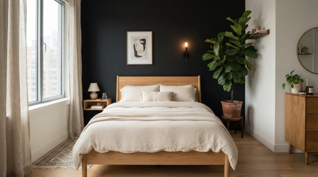Black Feature Wall Bedroom
