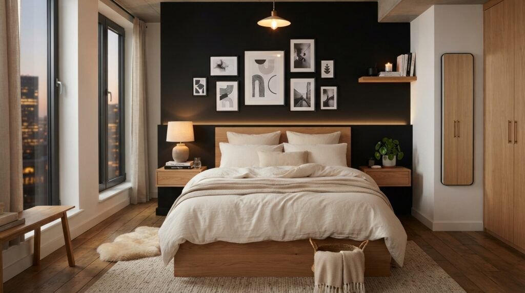 Black Feature Wall Bedroom