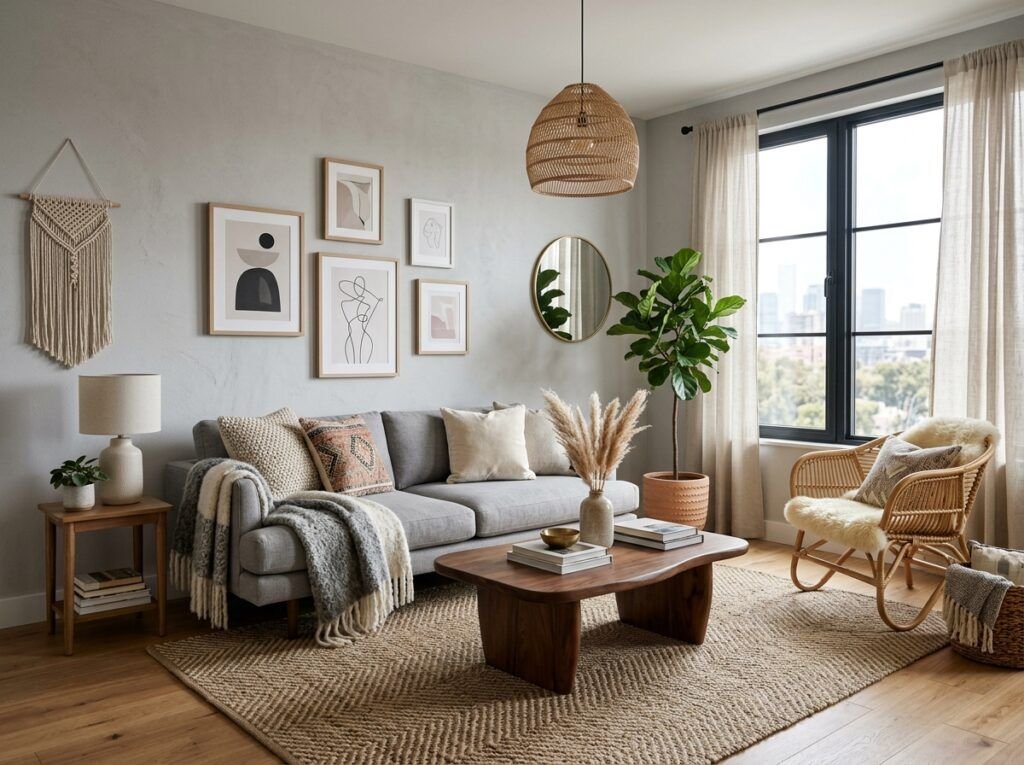 Beautiful Gray Boho Living