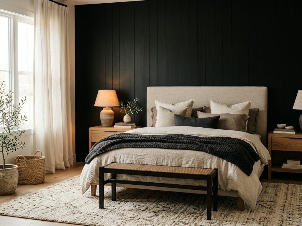 Black Feature Wall Bedroom