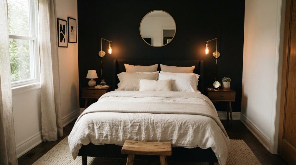 Black Feature Wall Bedroom