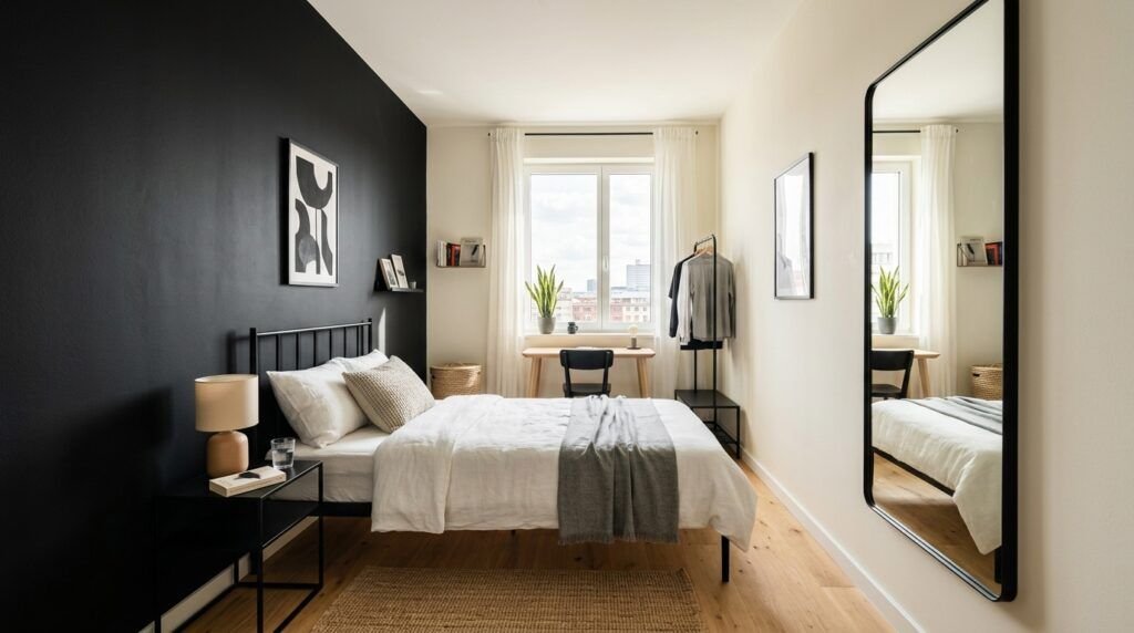 Black Feature Wall Bedroom