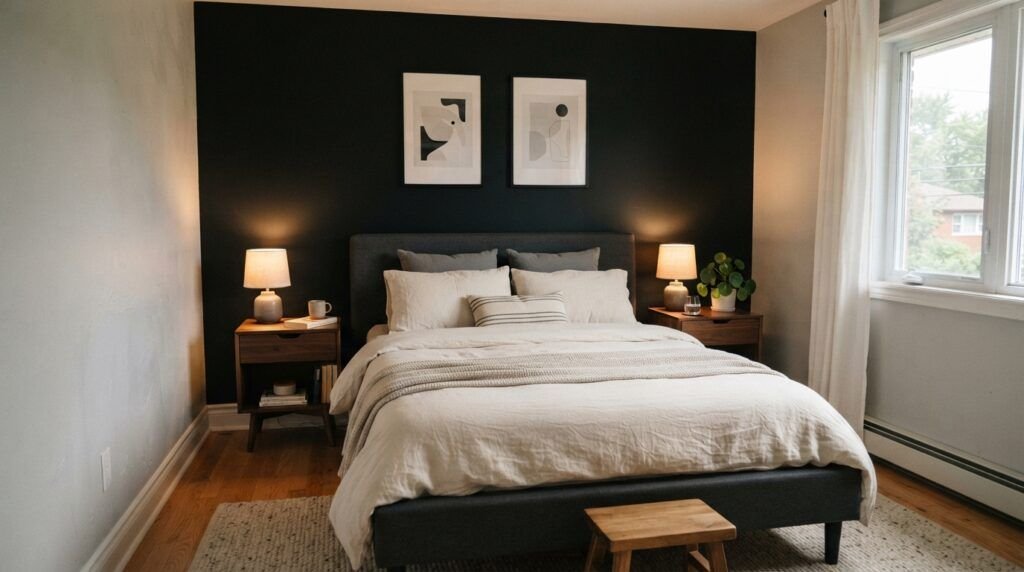 Black Feature Wall Bedroom