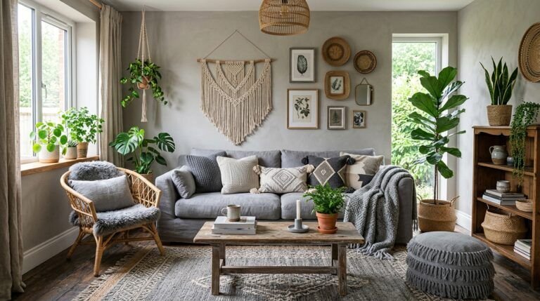 Read more about the article 19 Boho Living Room Grey Ideas for a Cozy, Stylish & Relaxed Space