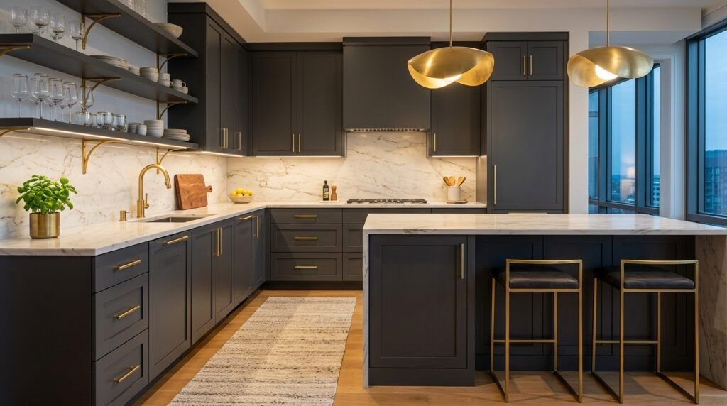 Charcoal Grey & Gold Kitchen Ideas