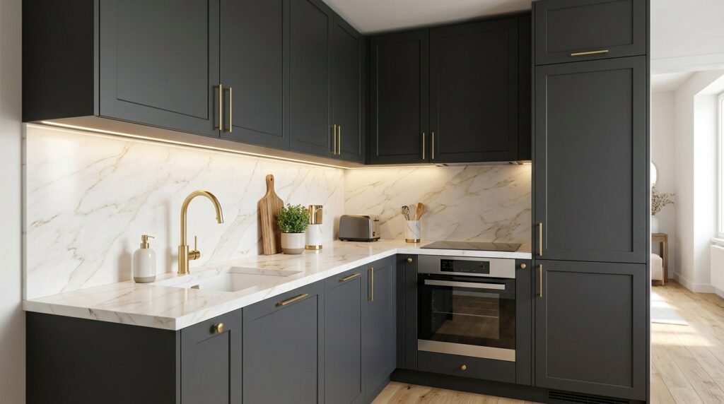 Charcoal Grey & Gold Kitchen Ideas