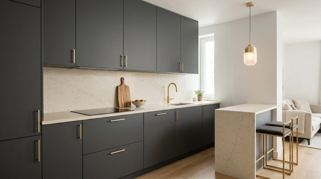 Charcoal Grey & Gold Kitchen Ideas